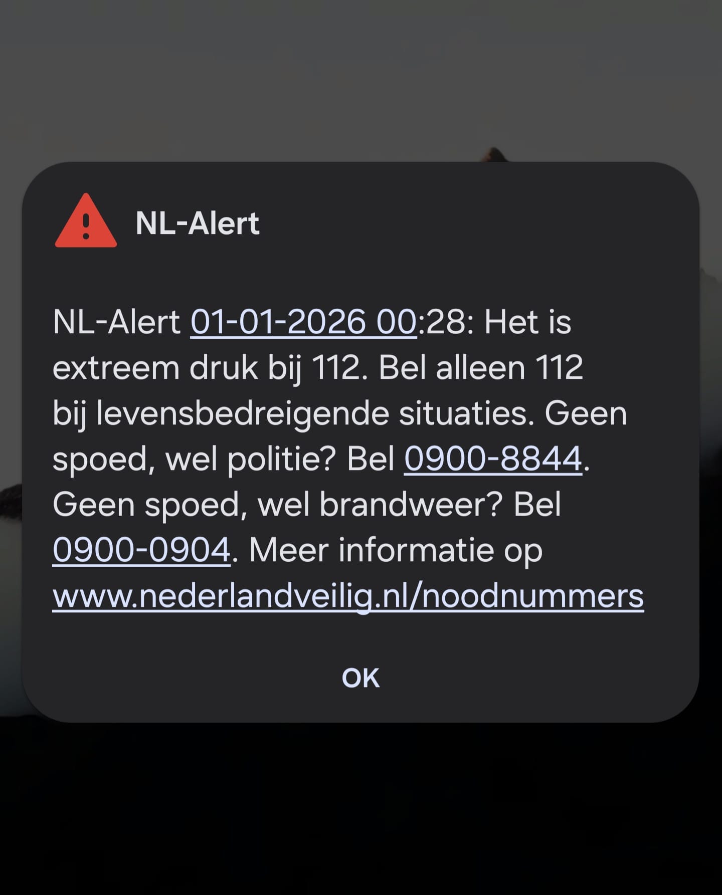 NL-Alert pouco depois da meia noite (Portugueses na Holanda)